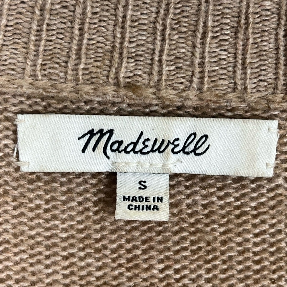 Madewell Crewneck Sweater Small Tan Ribbed Neutral Minimalist Coastal Old Money - Picture 4 of 6